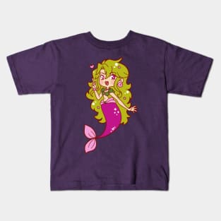 Green Haired Mermaid Kids T-Shirt